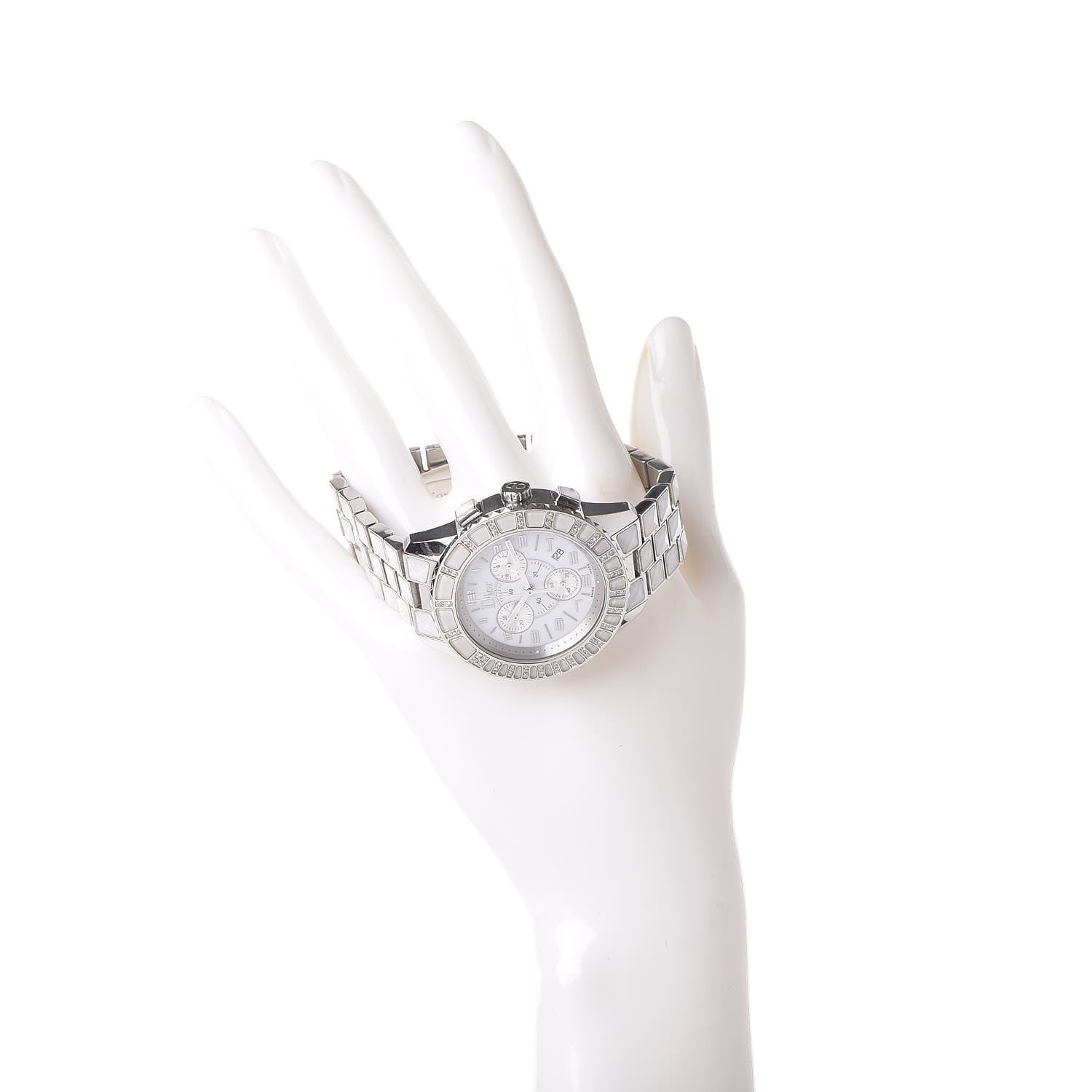 Christian Dior Stainless Steel Diamond Sapphire 38mm Christal Chronograph Quartz Watch White 2 of 6