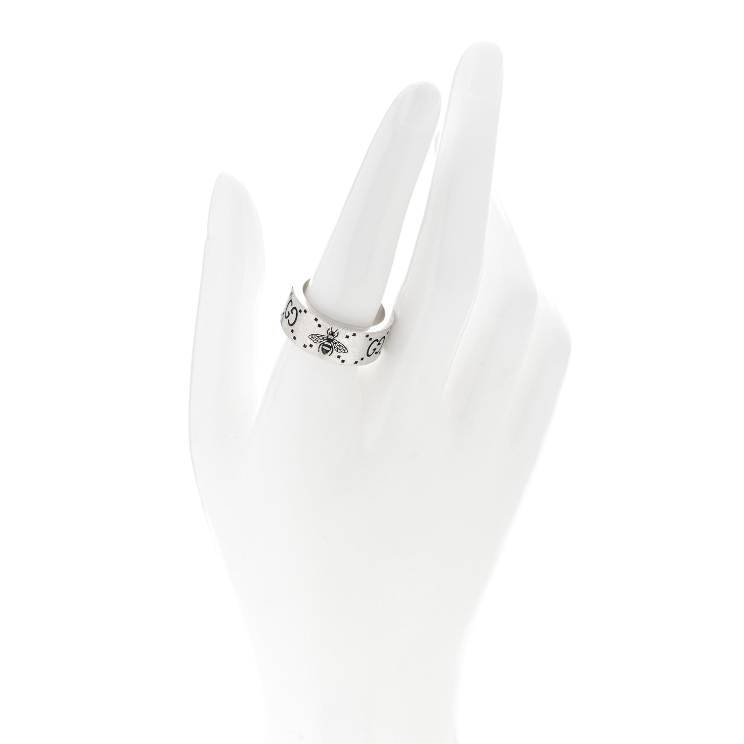 Gucci Sterling Silver GG Bee Band Ring 58 8.25 2 of 6
