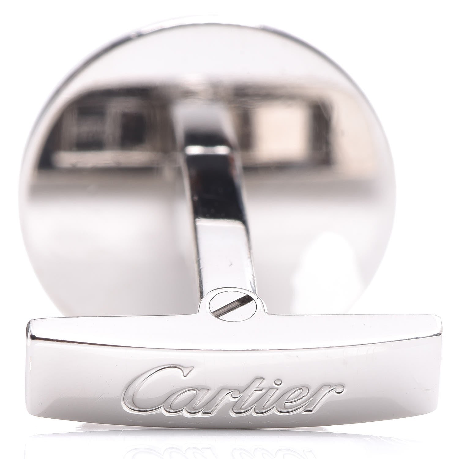 Cartier Sterling Silver Palladium Finish Double C Logo Decor Cufflinks in Black 4 of 5