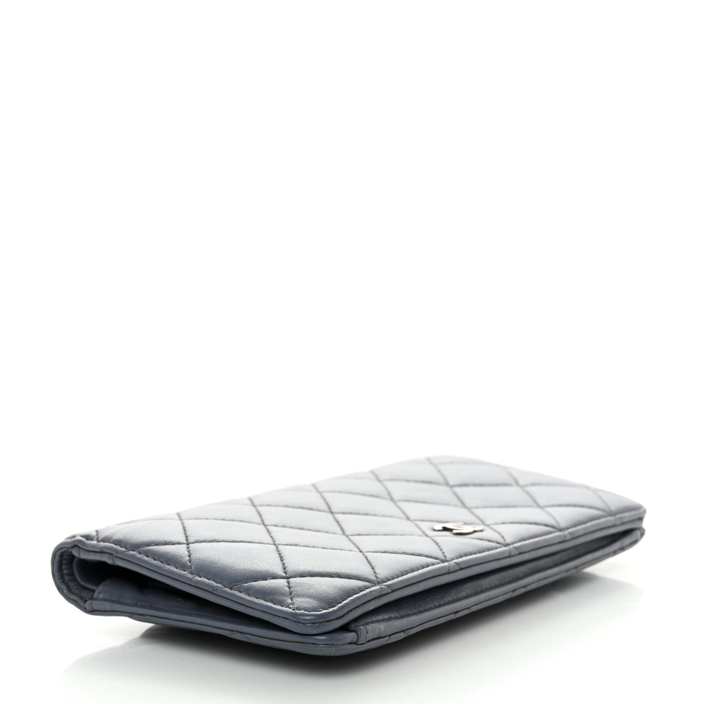 Lambskin Quilted Yen Wallet Blue