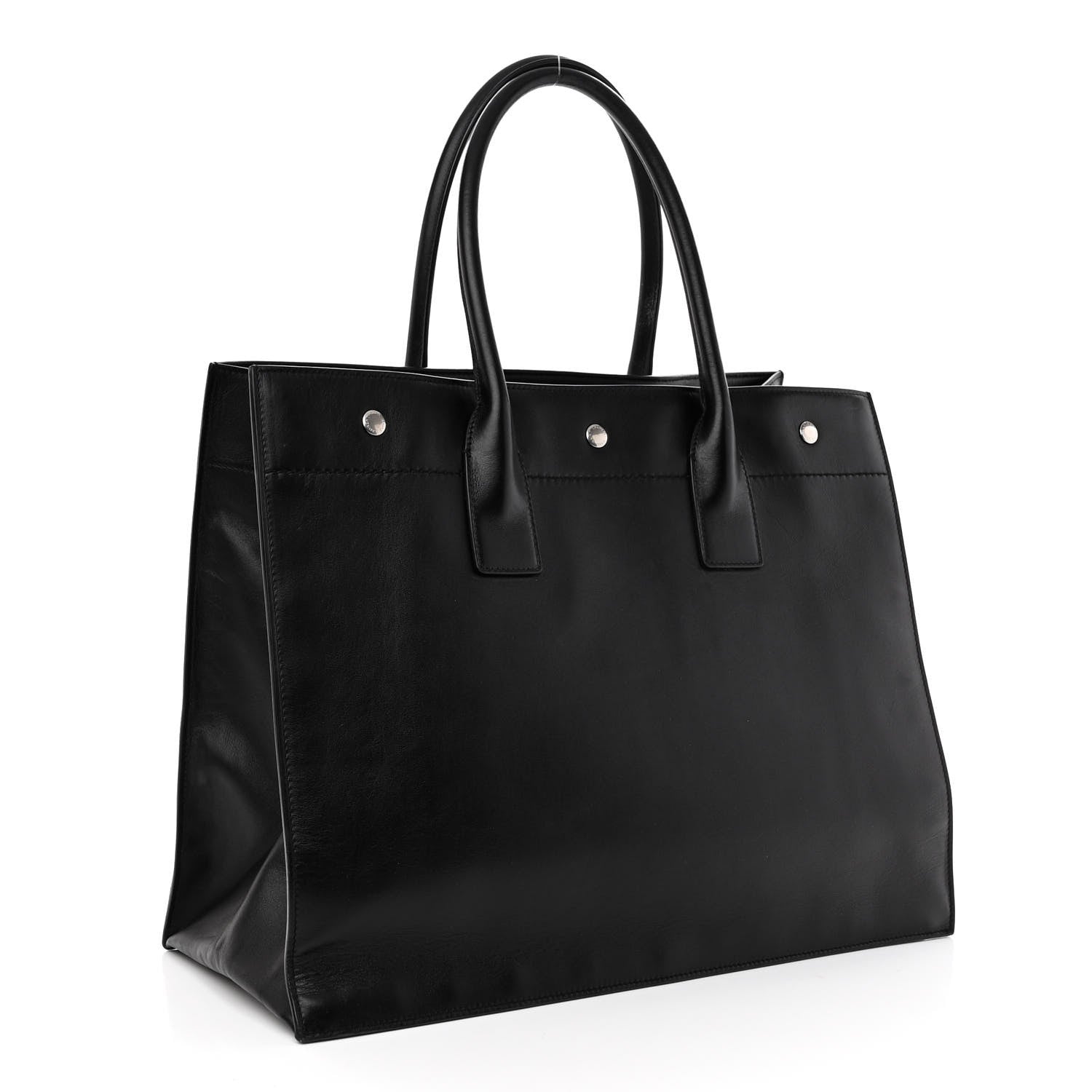 Saint Laurent Smooth Calfskin Rive Gauche Small Tote Black 3 of 10