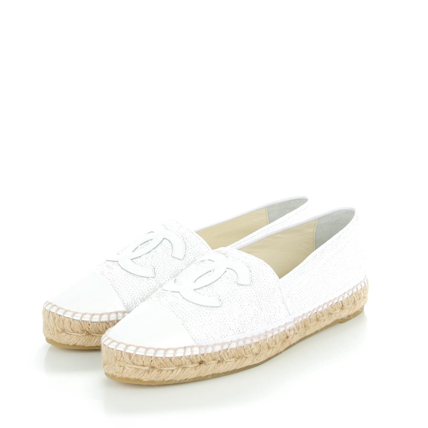 Chanel Patent Sequin CC Espadrilles 39 White 3 of 9