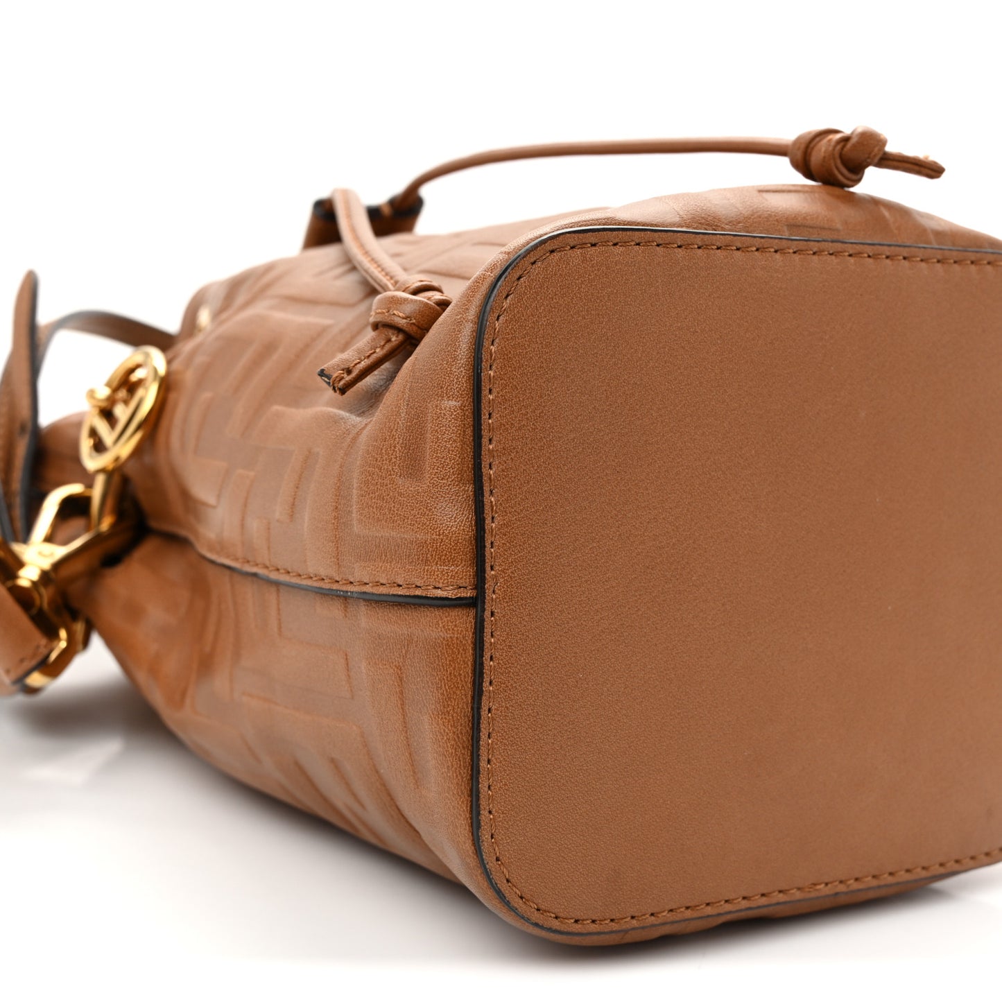 Vitello Cristallo Nature F is Fendi FF 1974 Embossed Mini Mon Tresor Bucket Bag Cuoio