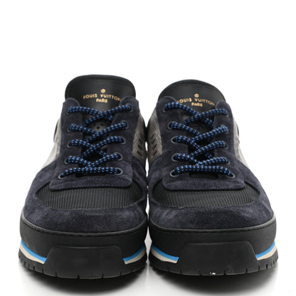 Louis Vuitton Suede Monogram Eclipse Mens Harlem Sneakers 8 Navy Blue 2 of 10