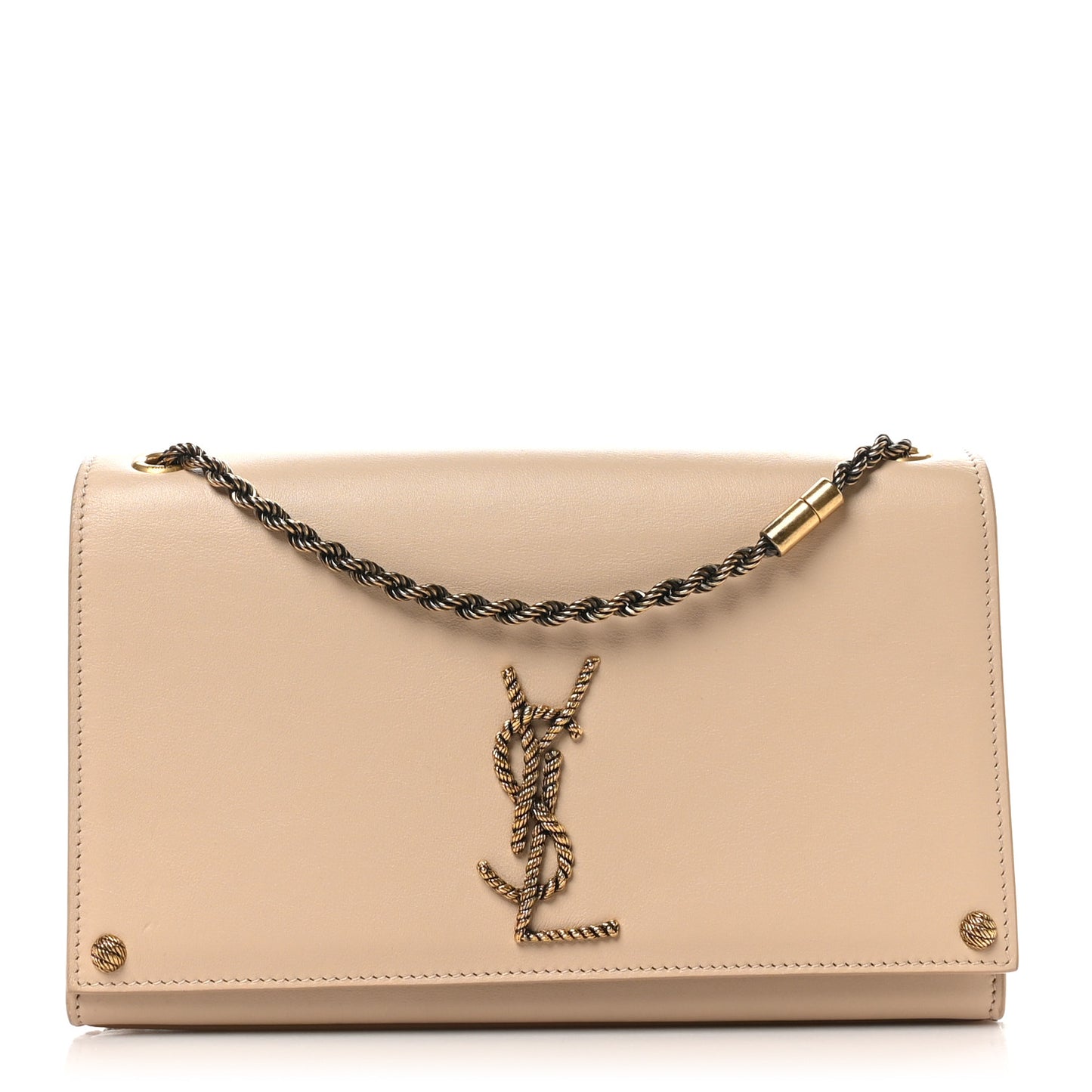 Smooth Calfskin Medium Braided Monogram Kate Satchel Nude Powder