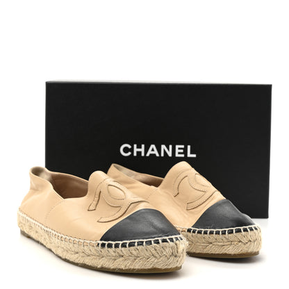 Chanel Lambskin CC Espadrilles 38 Beige Black 10 of 10