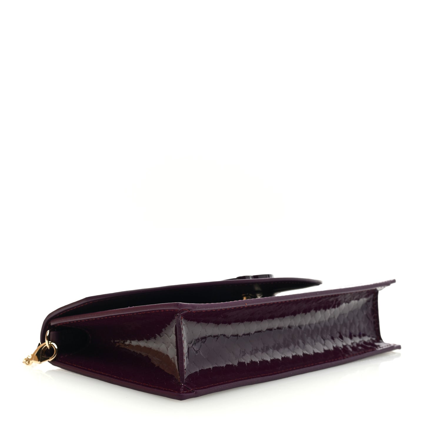 Patent Birdy Snakeskin Embossed Loubi54 Crossbody Clutch Merlot