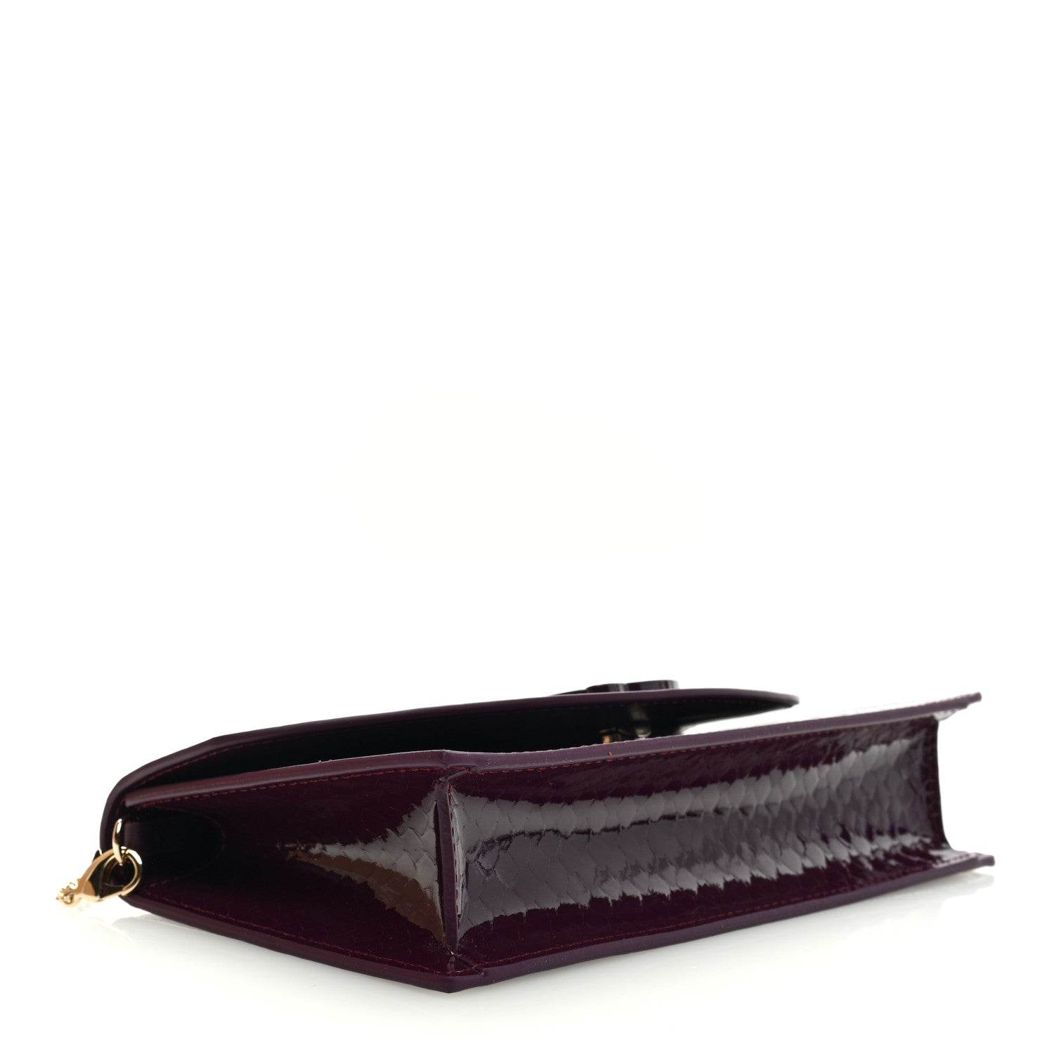 Christian Louboutin Patent Birdy Snakeskin Embossed Loubi54 Crossbody Clutch Merlot 4 of 10