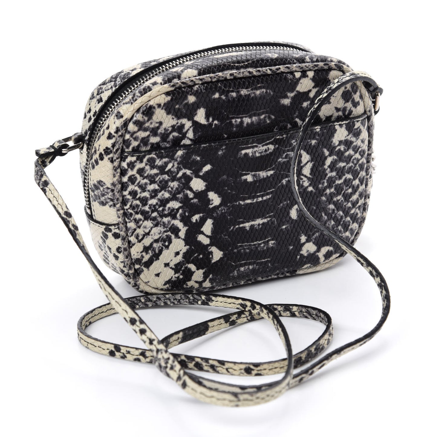 Python Embossed Calfskin Monogram Blogger Bag Black Beige