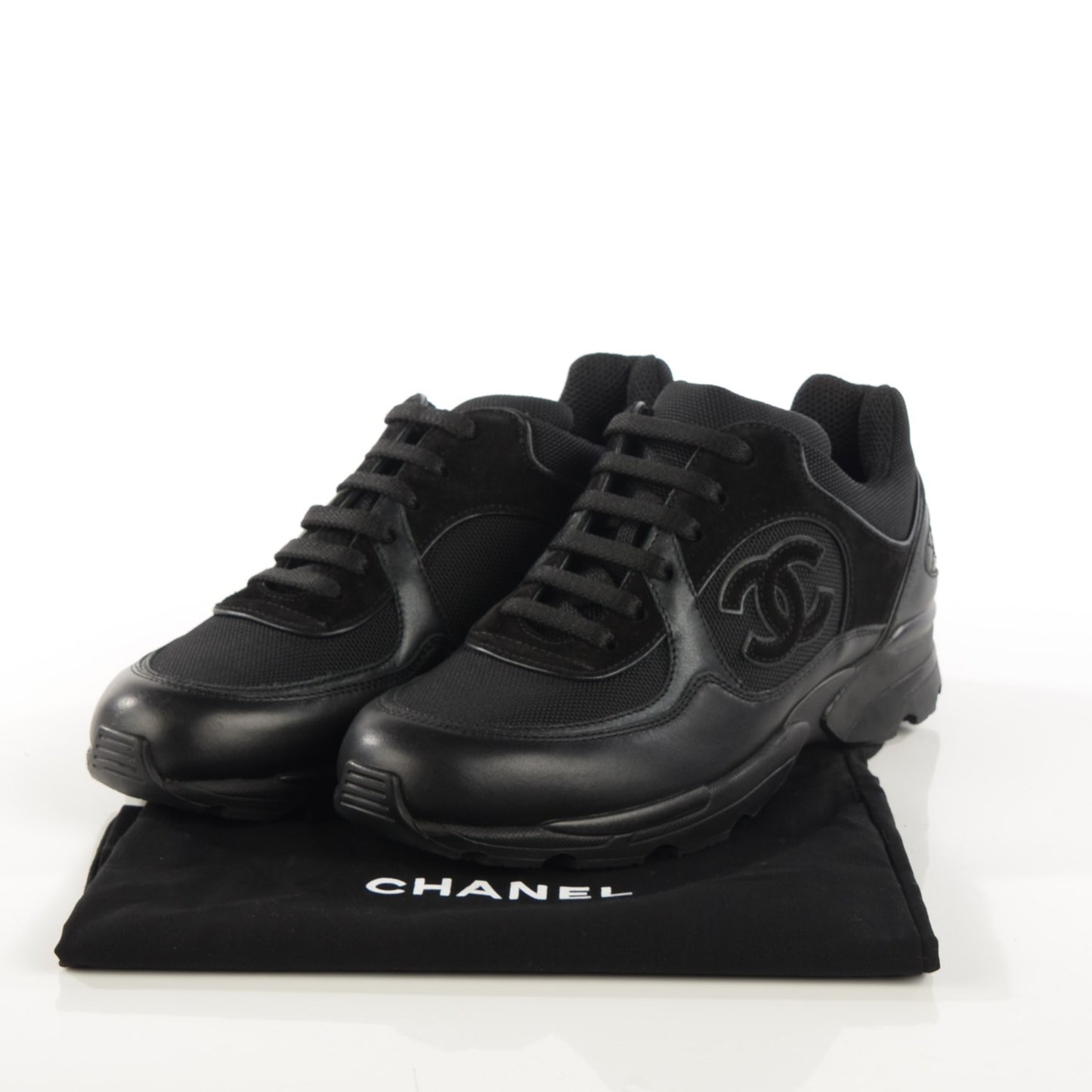 Suede Calfskin CC Sneakers 36 Black