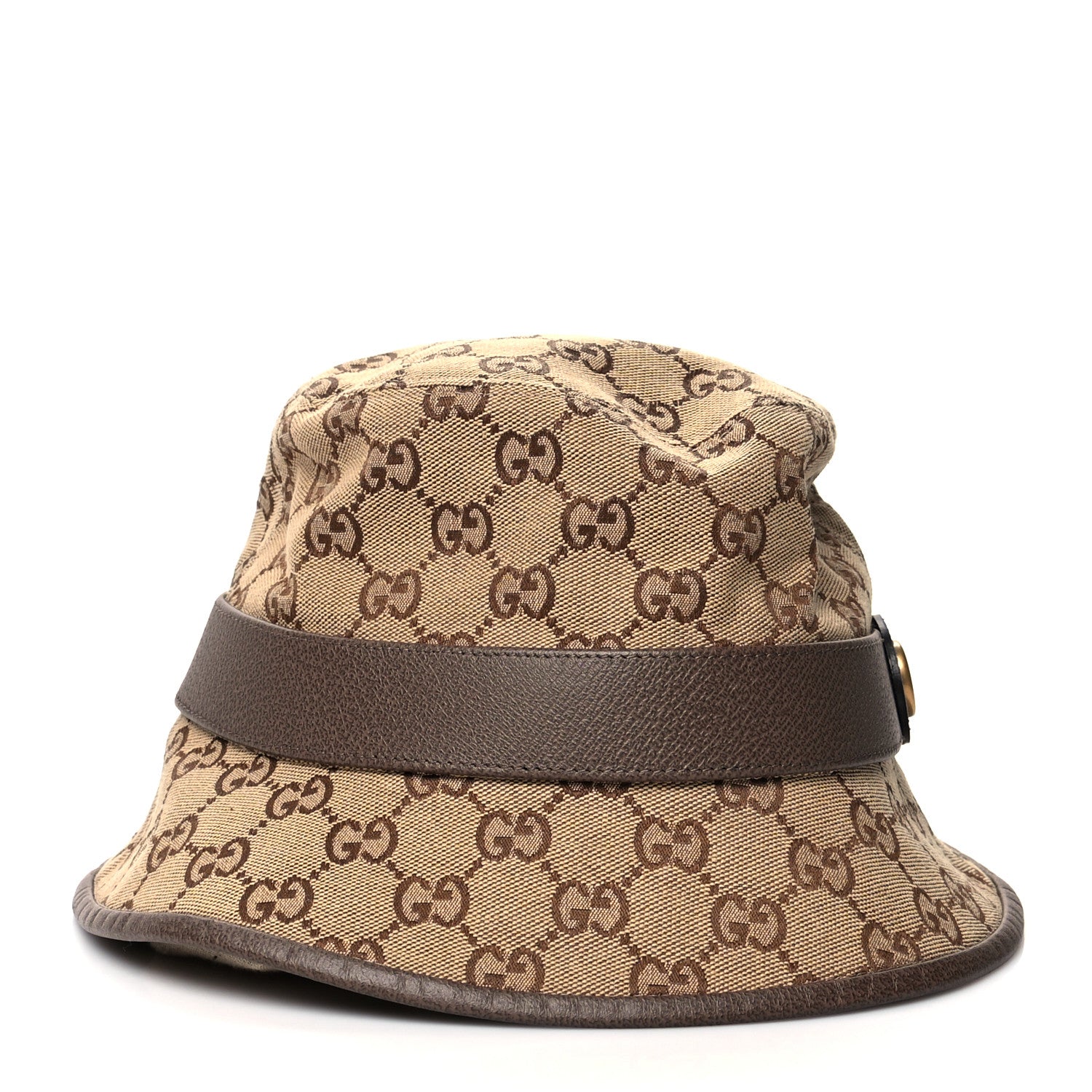 Gucci Monogram Textured Dollar Calfskin GG Jago Bucket Hat M Cacao Beige 3 of 8