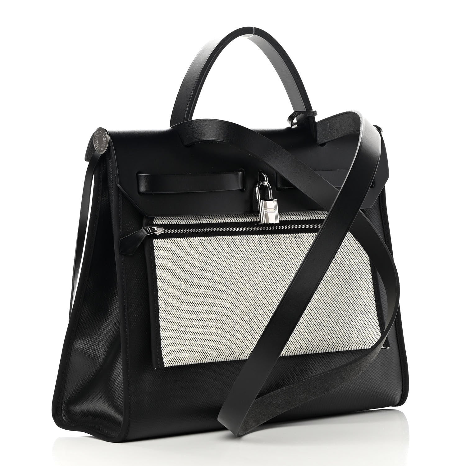 Hermes Toile H Berline Vache Hunter Herbag Zip PM 31 Black Ecru 4 of 15