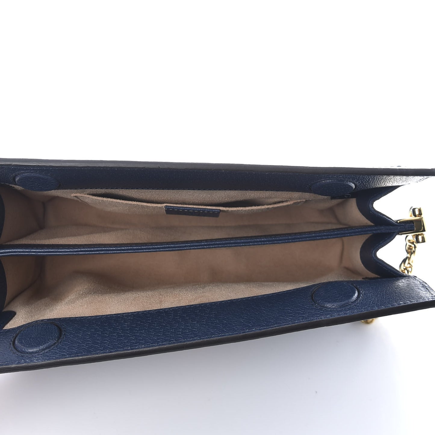 Textured Calfskin Web Small Ophidia Chain Shoulder Bag Blue Agata