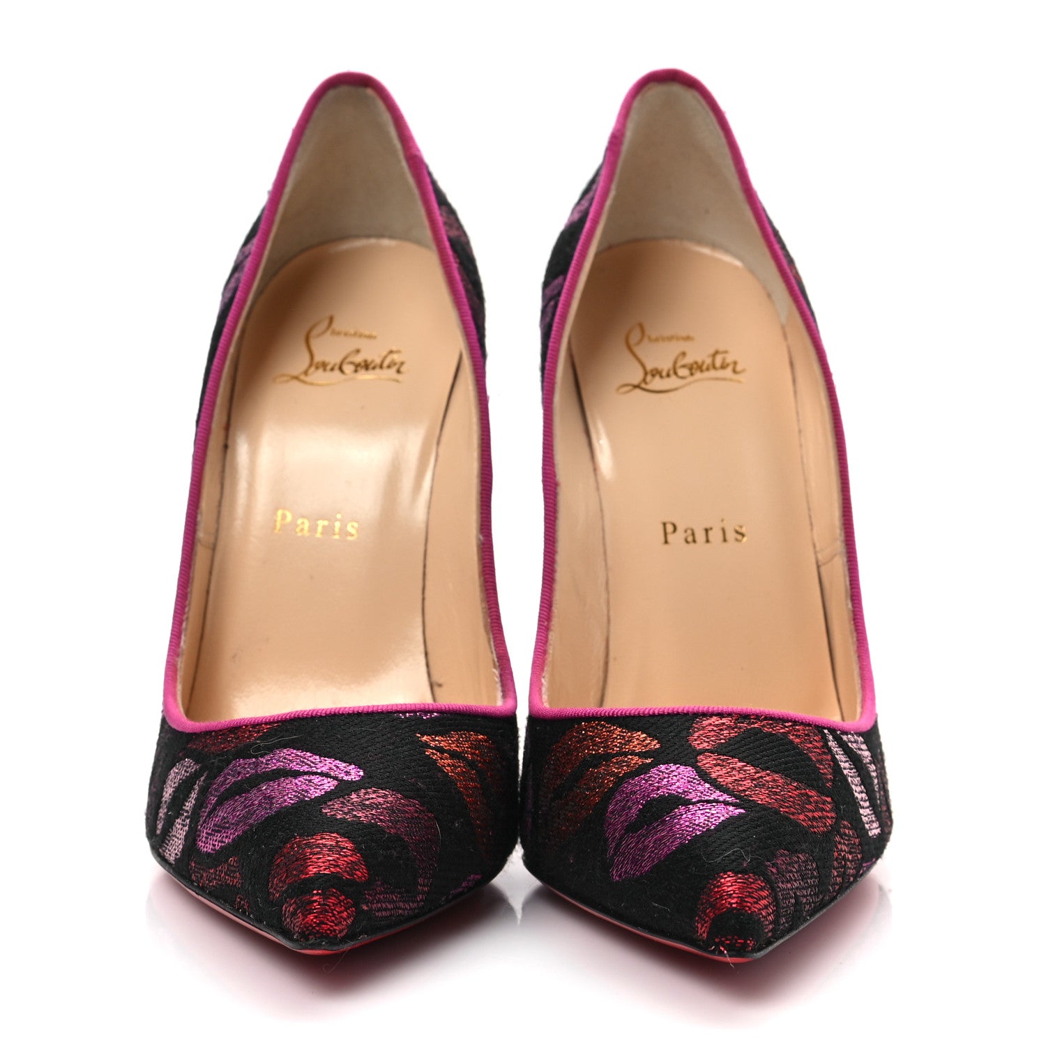 Christian Louboutin Metallic Lurex Lips Print Strass Cosmopump 120 Pumps 38.5 Black 2 of 8