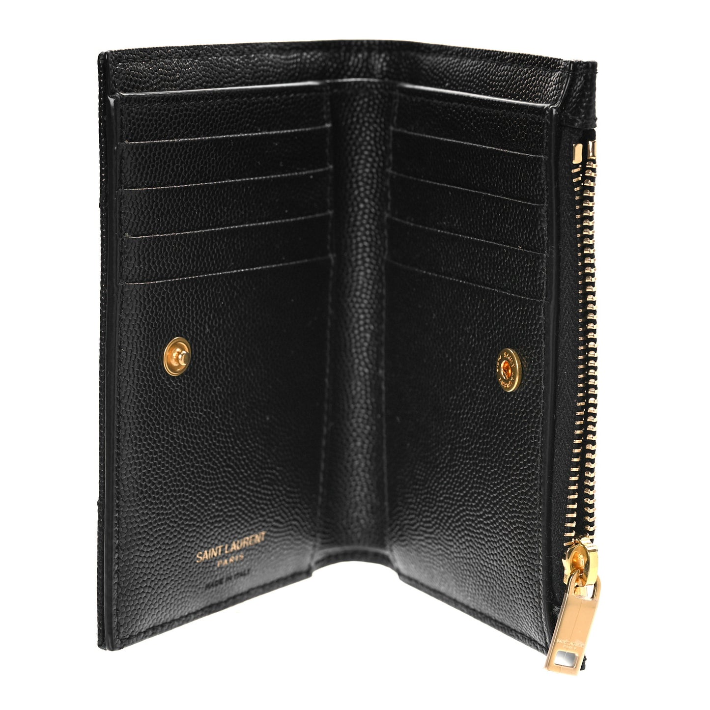 Grain De Poudre Matelasse Chevron Monogram Zipped Two-Part Wallet Black