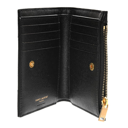 Saint Laurent Grain De Poudre Matelasse Chevron Monogram Zipped Two-Part Wallet Black 5 of 9