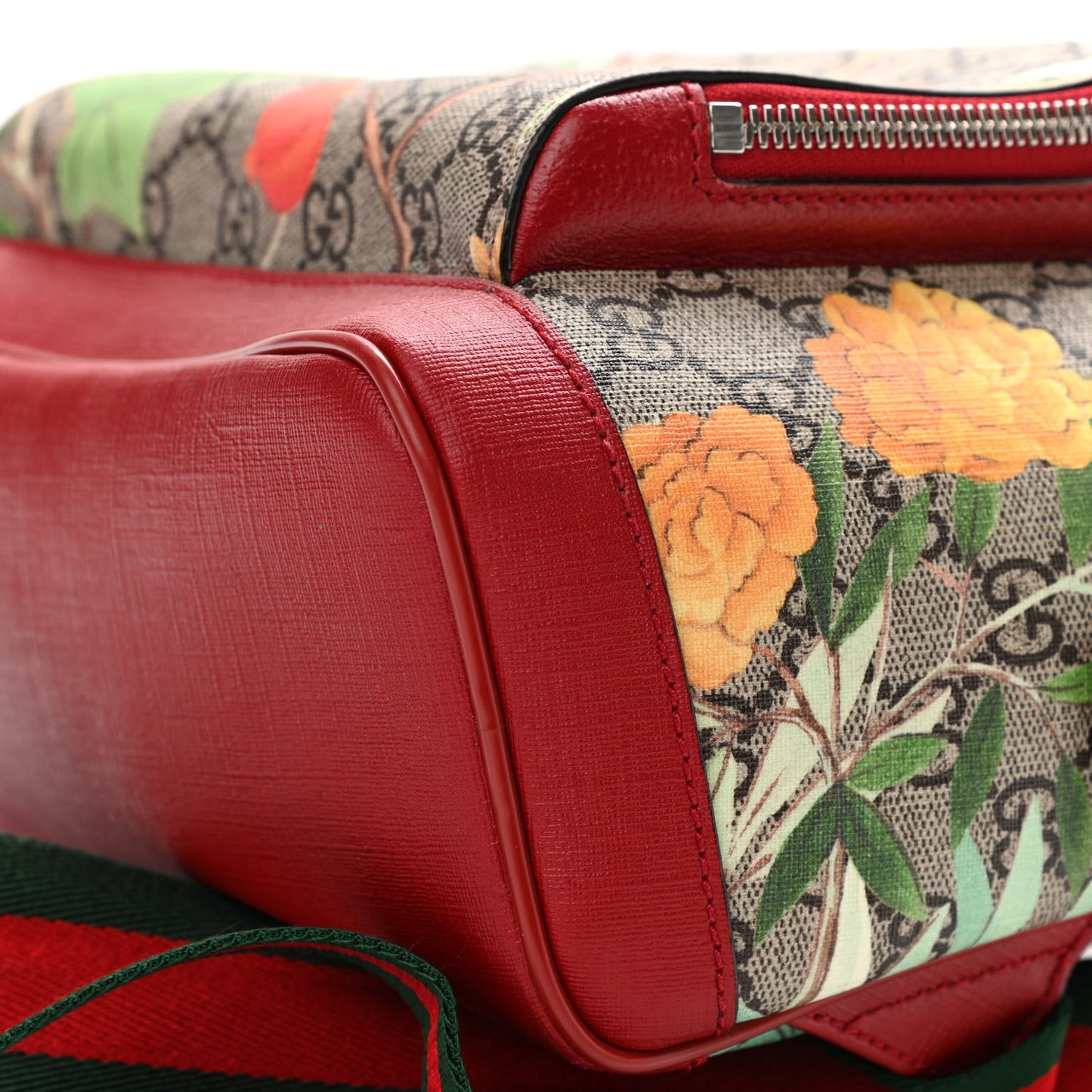 GG Supreme Monogram Tian Web Small Day Backpack Beige Multicolor Red