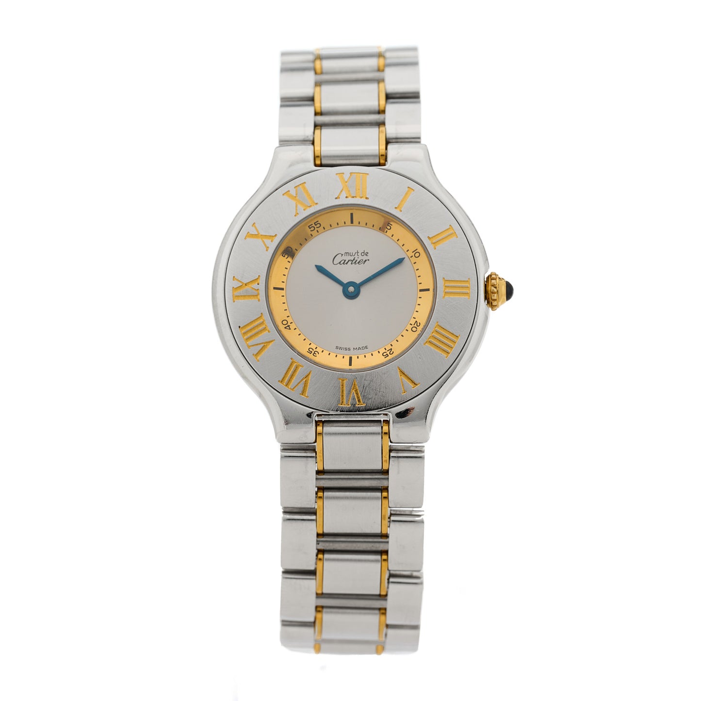 Stainless Steel 18K Yellow Gold 28mm Must De 21 Quartz Watch