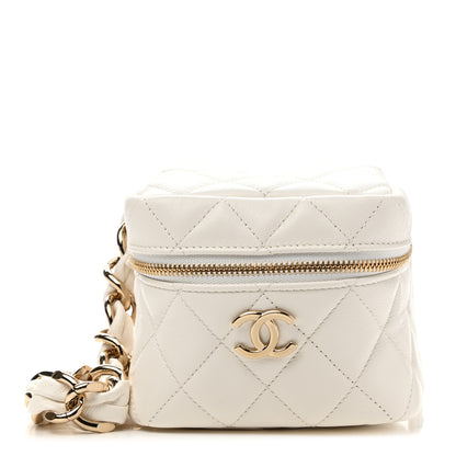 Chanel Lambskin Quilted Clutch With Handle White 1 of 7