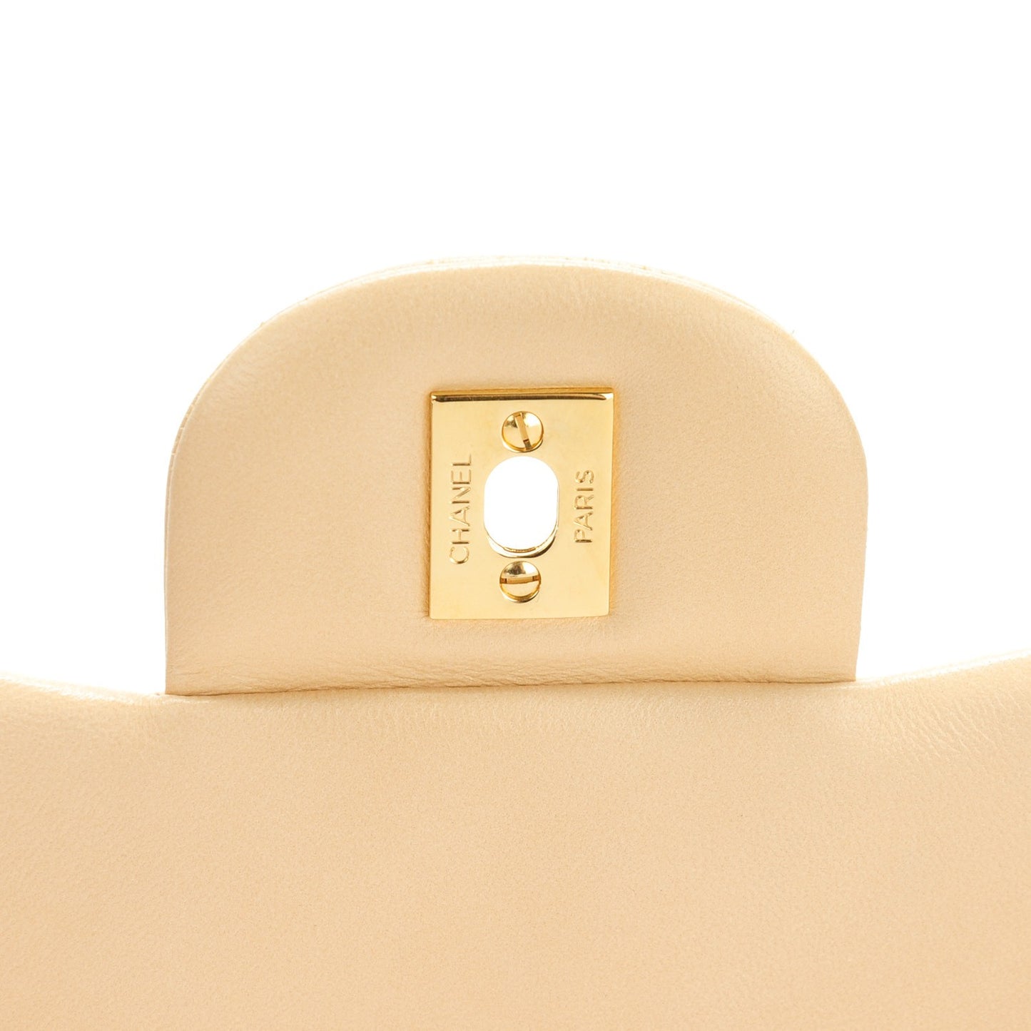 Lambskin Quilted Jumbo Single Flap Beige Clair