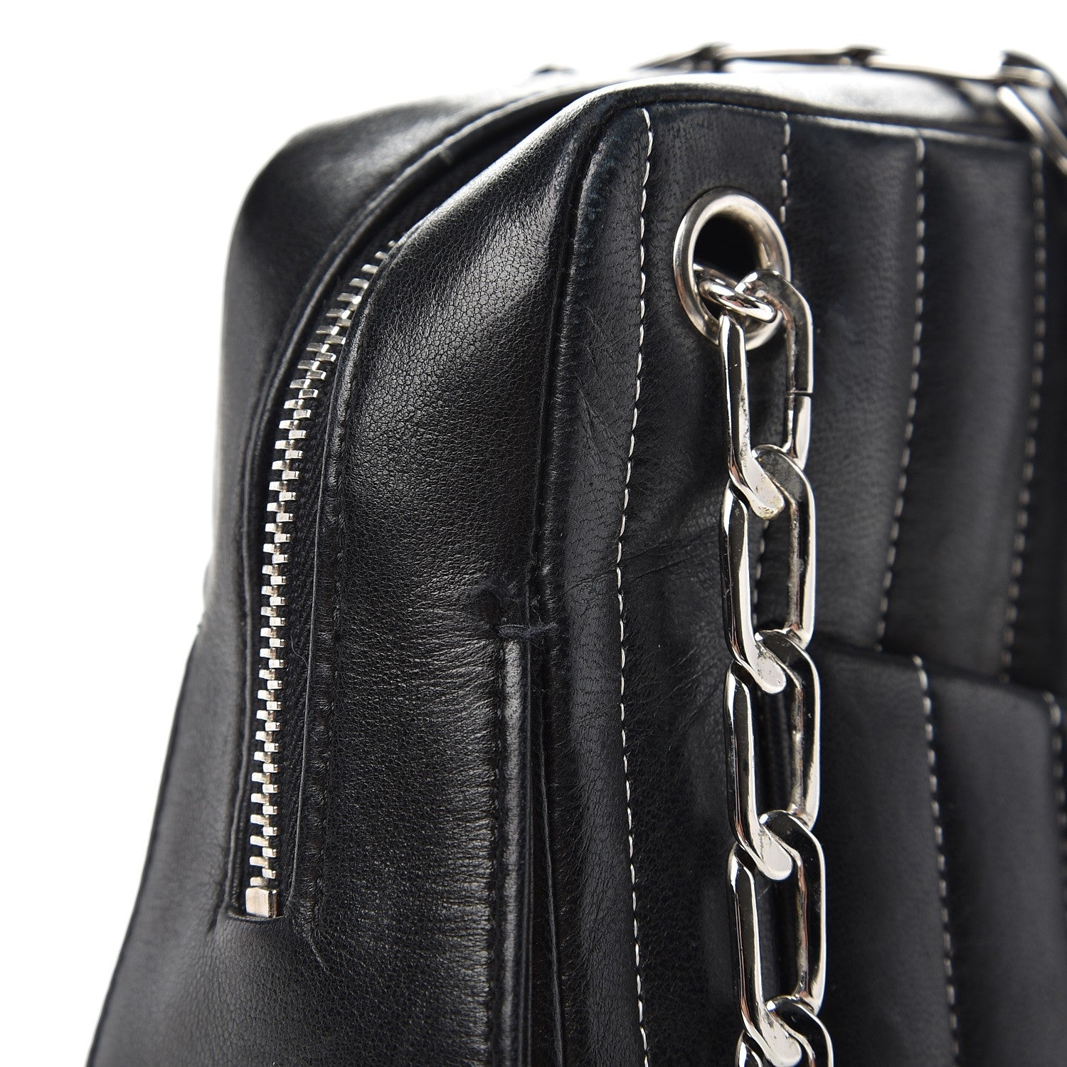 Chanel Lambskin Vertical Quilted Mademoiselle Small Camera Case Black 12 of 15