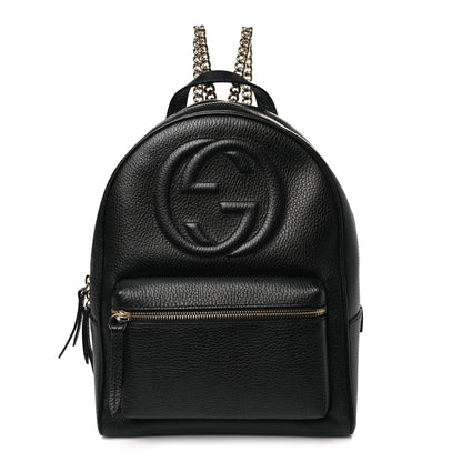 Gucci Pebbled Calfskin Soho Chain Backpack Black 1 of 10