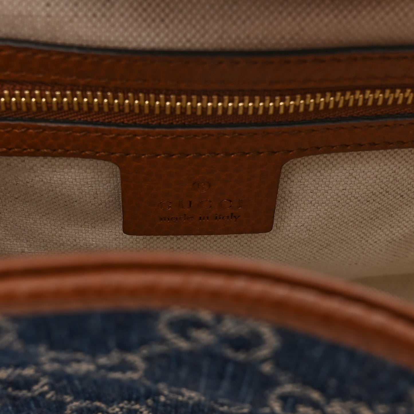 New Denim GG Monogram Calfskin Small Jackie 1961 Hobo Blue Tea Cuir