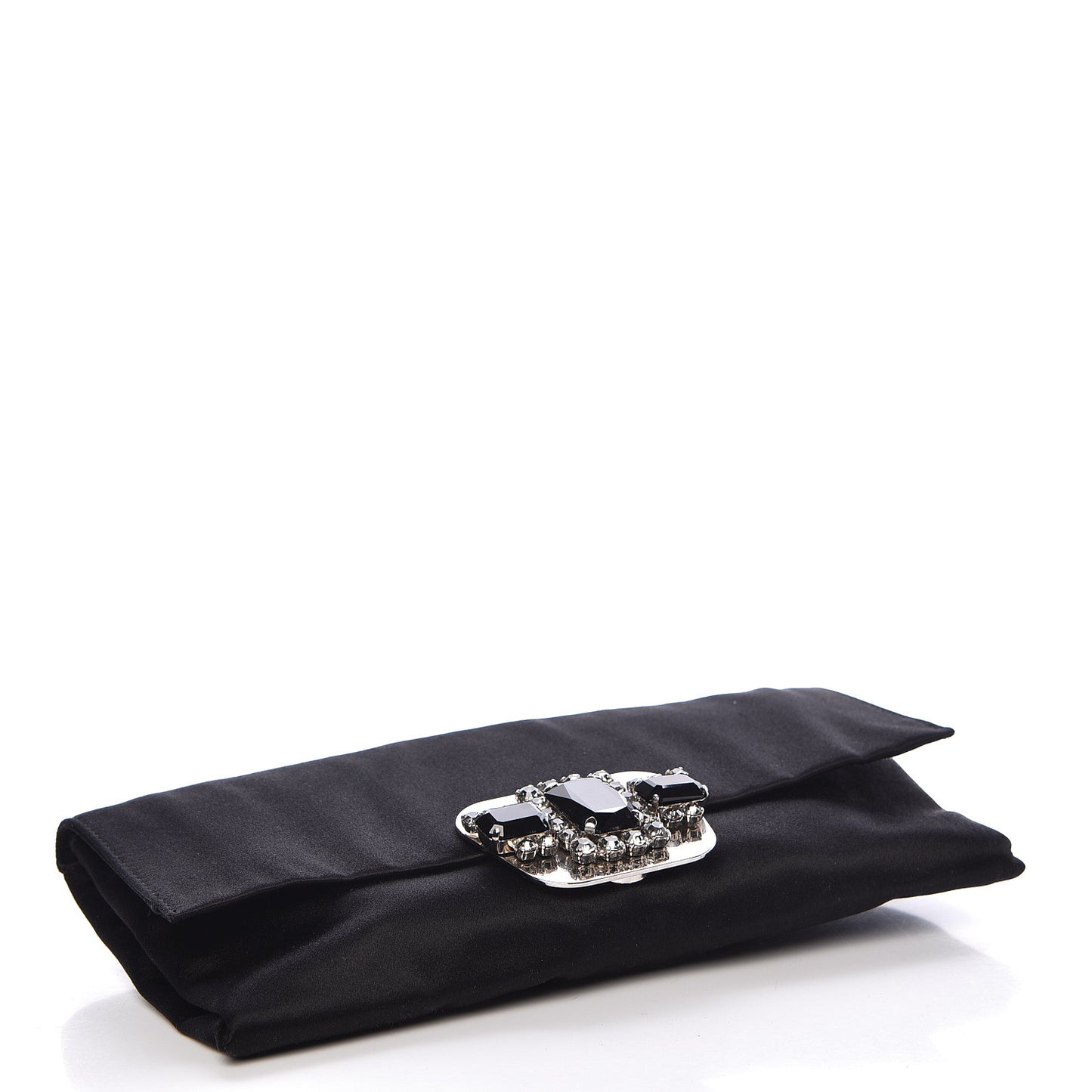 Satin Crystal Clutch Black