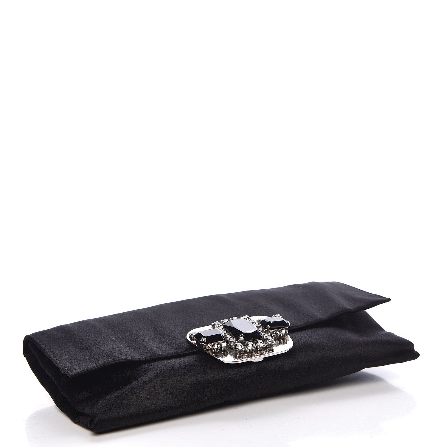 Prada Satin Crystal Clutch Black 4 of 10