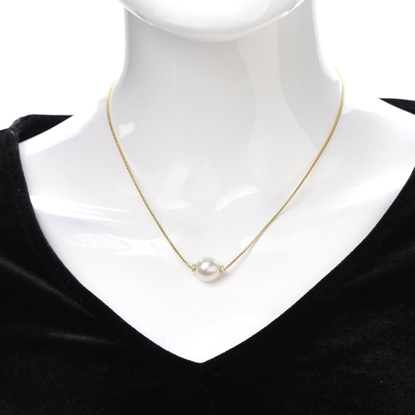 18K Yellow Gold Diamond South Sea Pearl 12mm Solari Pendant Necklace