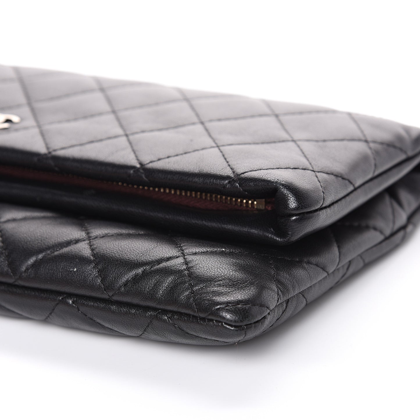 Lambskin Quilted CC Beauty Clutch Black