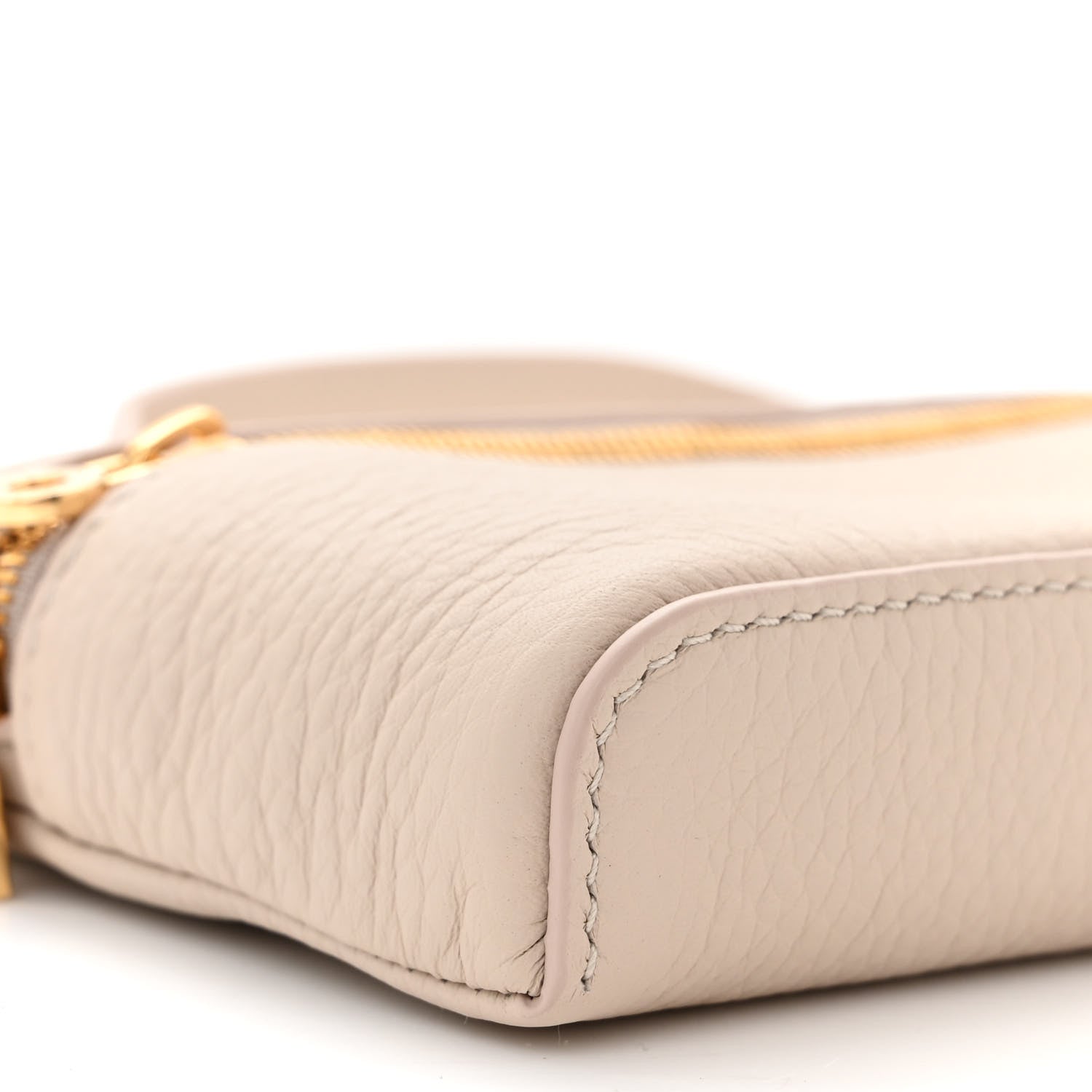 Loro Piana Grained Calfskin Extra Pocket Mini Pouch Creamed Honey 8 of 9
