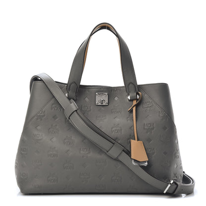 MCM Calfskin Ottomar Monogram Large Essential Tote Charcoal 1 of 10