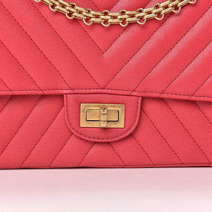 Chanel Sheepskin Chevron Quilted 2.55 Reissue 226 Flap Dark Pink 10 of 10