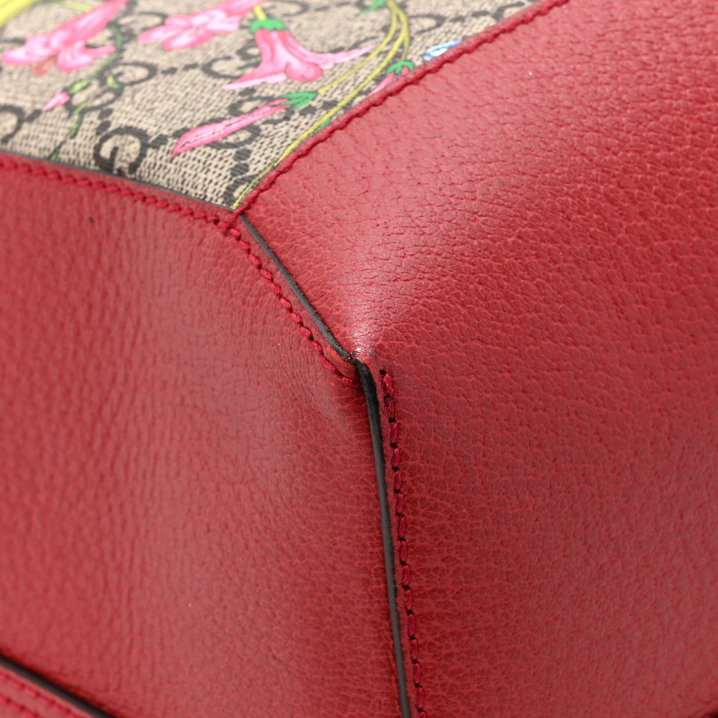 GG Supreme Monogram Flora Web Large Ophidia Tote Red