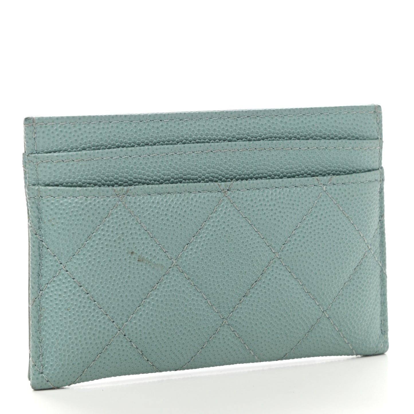 Caviar Quilted Filigree Card Holder Light Blue