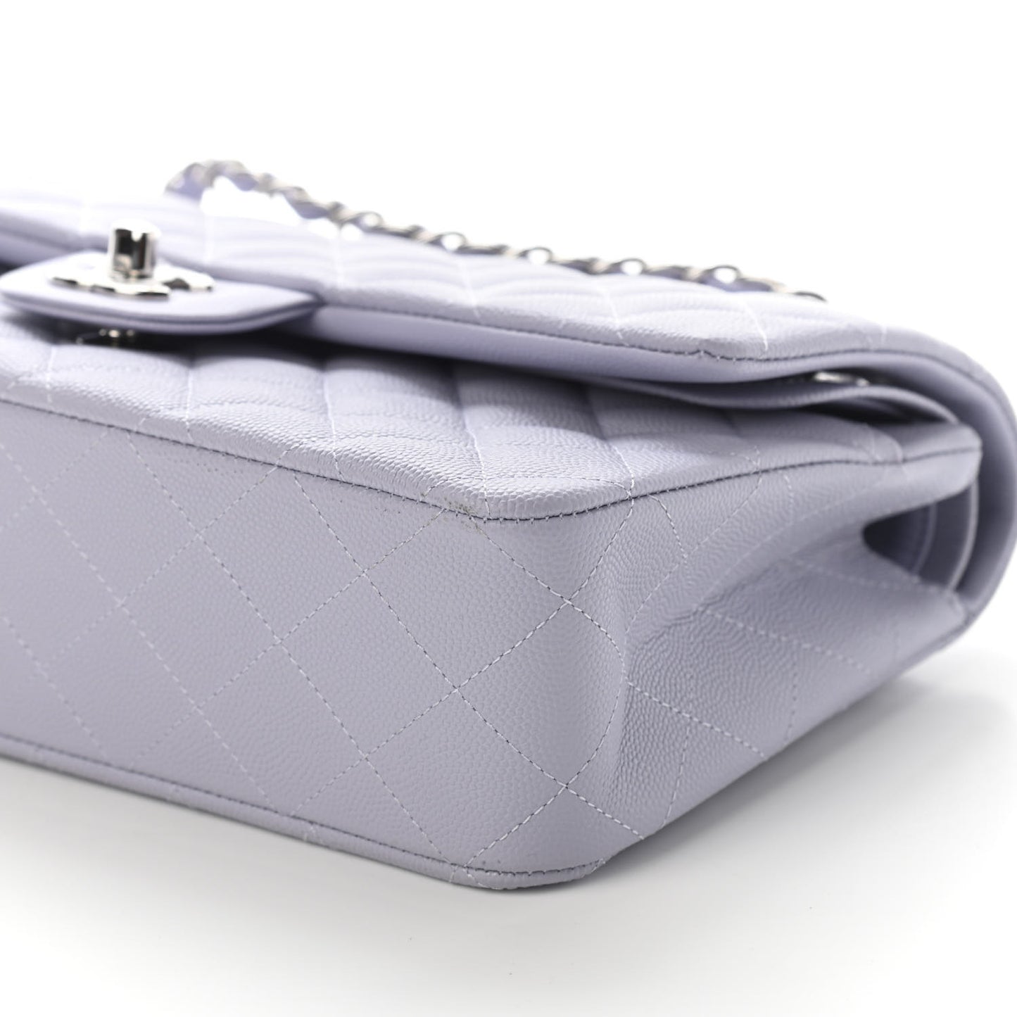Caviar Quilted Medium Double Flap Light Purple