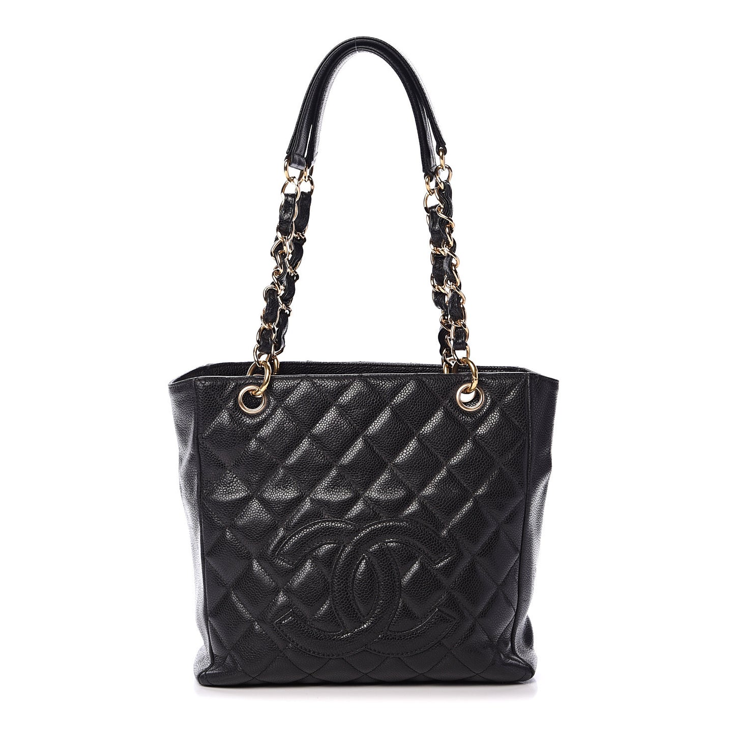 Caviar Quilted Petit Shopping Tote PST Black