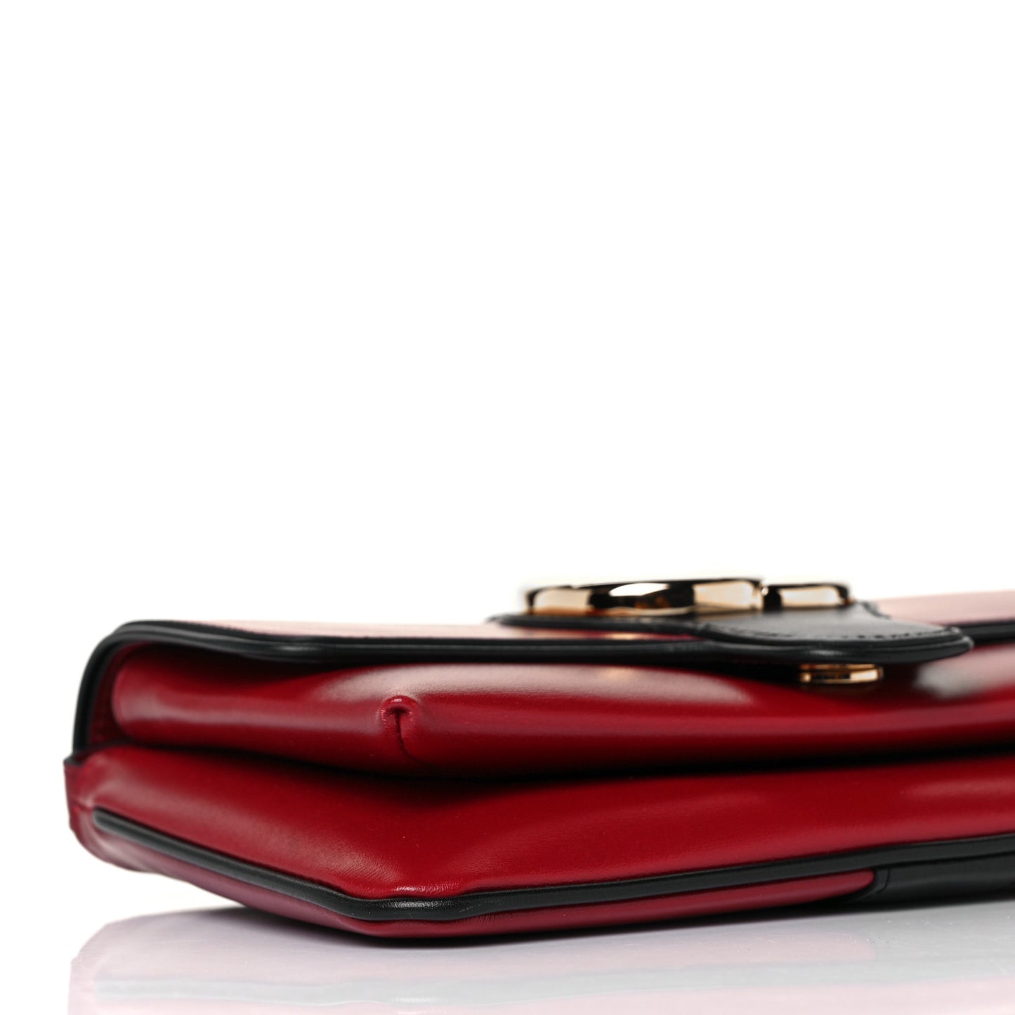 Vitello Palmellato Lux Bi-Color Small Arli Flap Shoulder Bag New Cherry Red Black