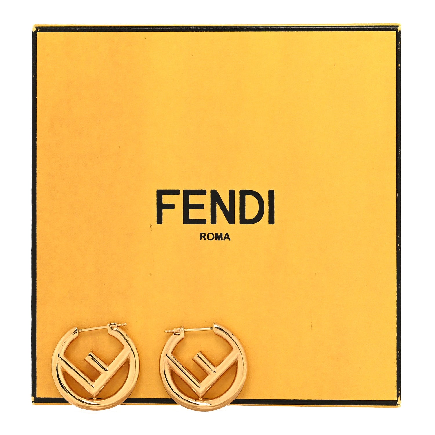 Fendi Metal FF Hoop Earrings Gold 5 of 5