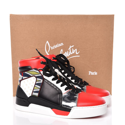Christian Louboutin Calfskin Patent Specchio Spikes Mens Loubikick Flat Sneakers 41.5 Fraise Navy 9 of 9