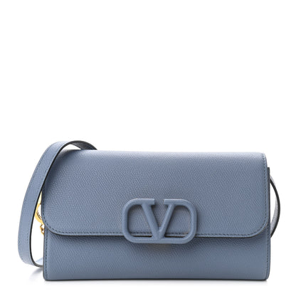 Valentino Garavani Grained Calfskin VSling Clutch With Shoulder Strap Niagara 1 of 9