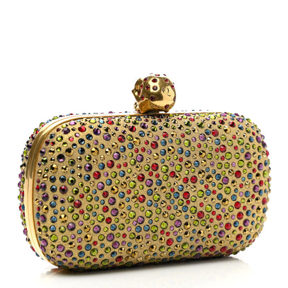 Alexander McQueen Metallic Crystal Skull Box Clutch Gold Multicolor 3 of 7