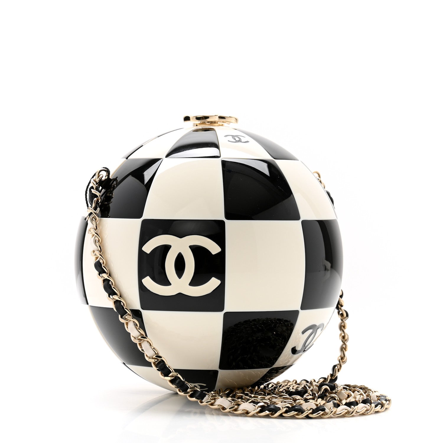 Chanel Resin Enamel CC Round Minaudiere Clutch Black White 4 of 12