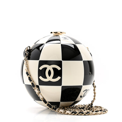 Chanel Resin Enamel CC Round Minaudiere Clutch Black White 4 of 12