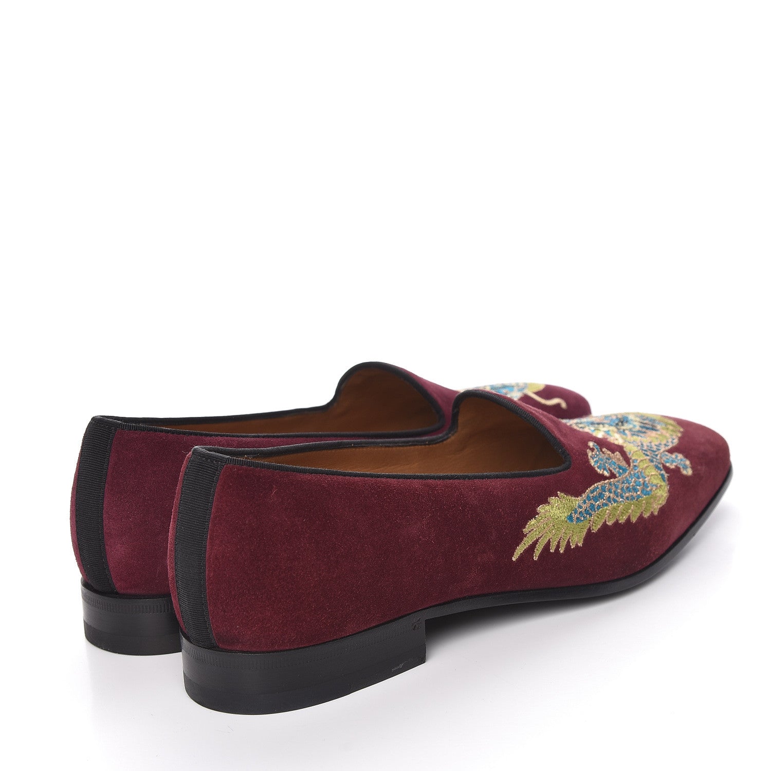 Gucci Suede Dragon Embroidered Mens Loafers 7.5 New Vineya 4 of 13