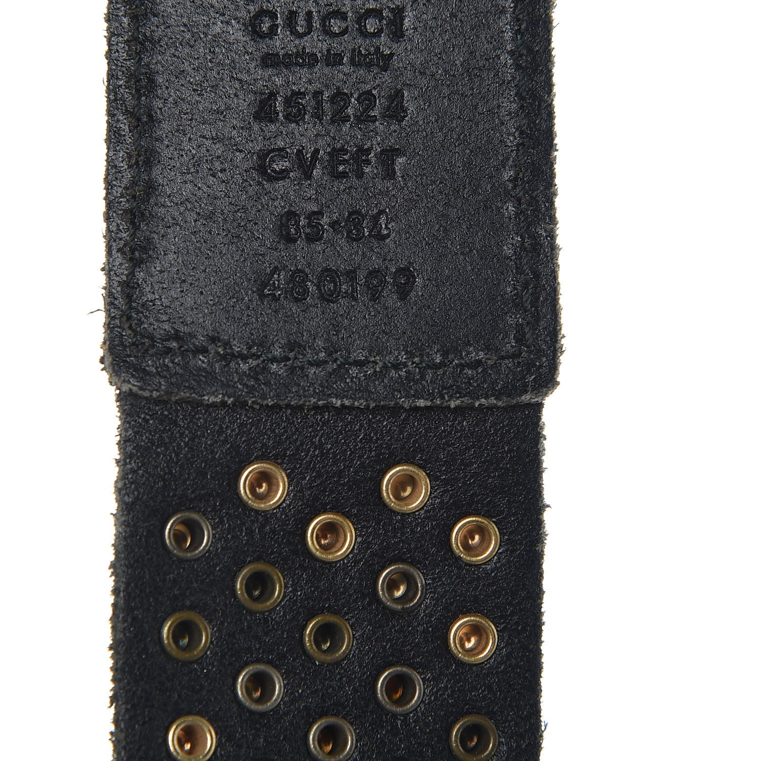 Gucci Calfskin Studded Feline Belt 85 34 Black 4 of 7
