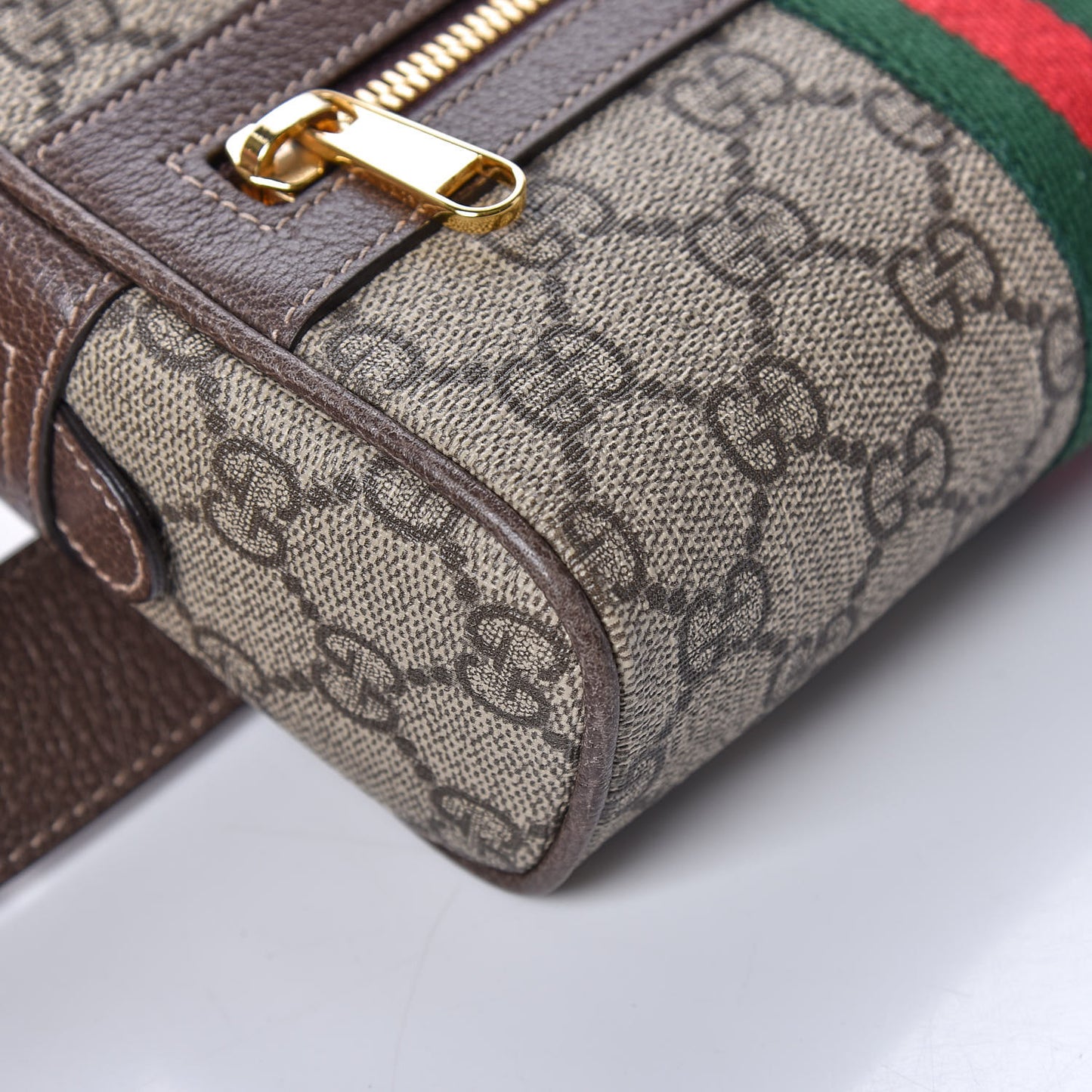 GG Supreme Monogram Web Small Ophidia Belt Bag 85 34 Dark Brown