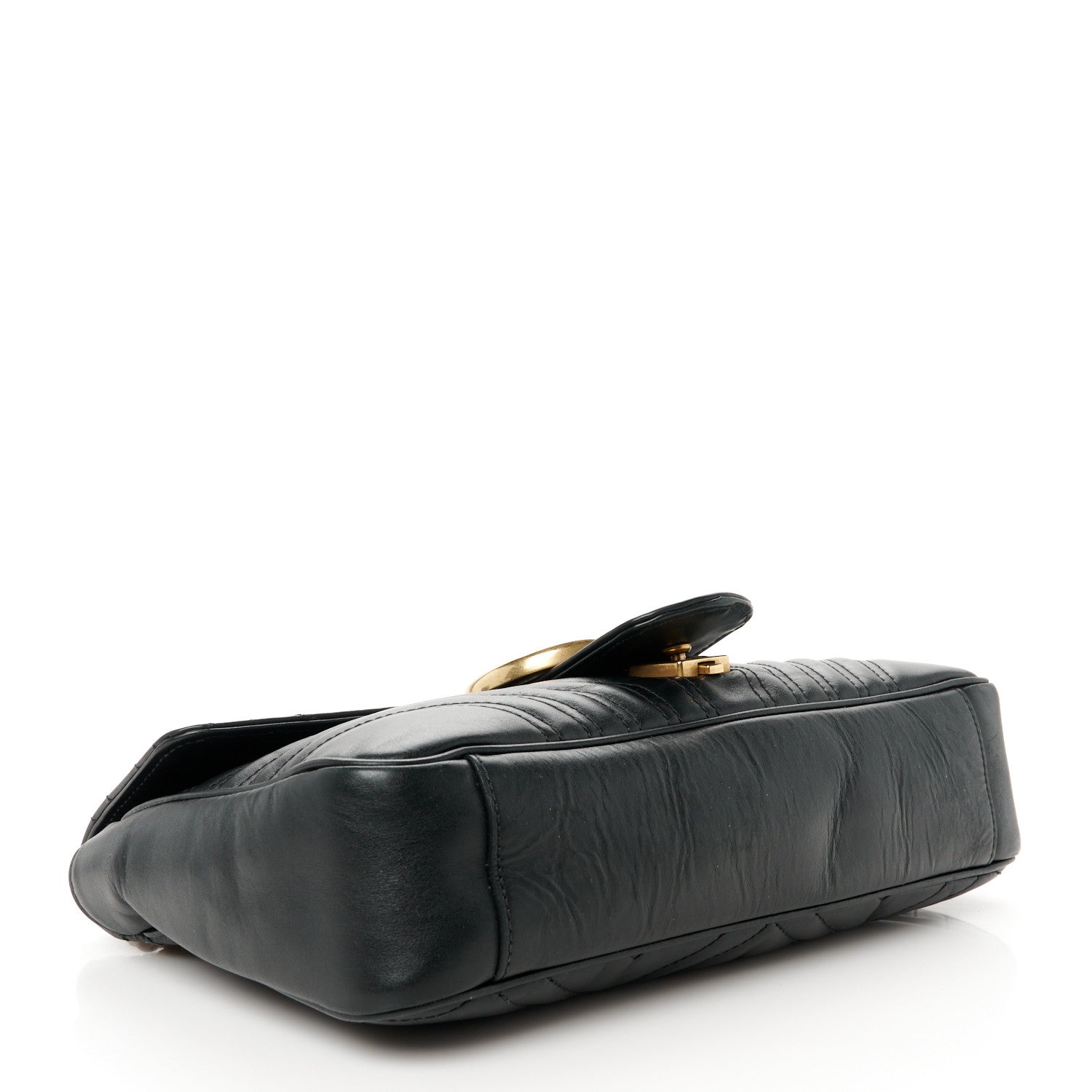 Gucci Calfskin Matelasse Medium GG Marmont Shoulder Bag Black 4 of 12