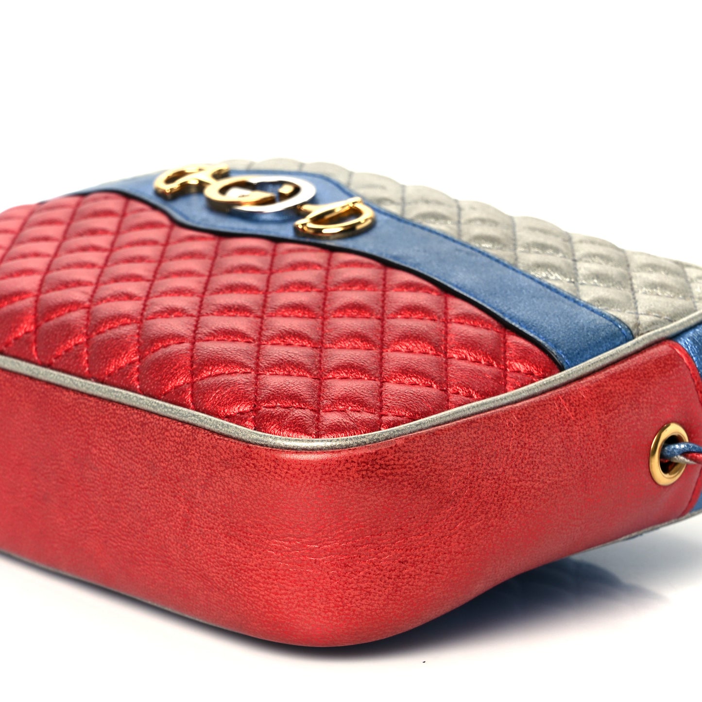 Laminated Nappa Trapuntata Small Zumi Shoulder Bag Rosso Marine Argento